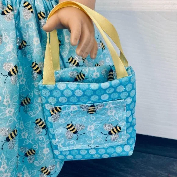 Doll Dress Set Blue Honey Bee Sparkle - Picture 4 of 5